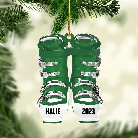 AOVL Custom Ski Ornament Skiing Christmas Ornaments Ski Christmas Tree Ornaments Ski Christmas Ornament Skier Ornaments for Christmas Tree 2024 Skiing Ornament (OSK1)