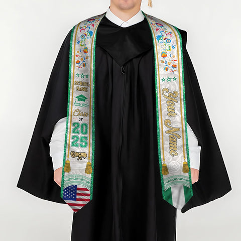 Pretyprints Custom Nigerian Graduation Sash Nigeria Graduation Stole Personalized Nigerian American Flag Graduation Sash 2025