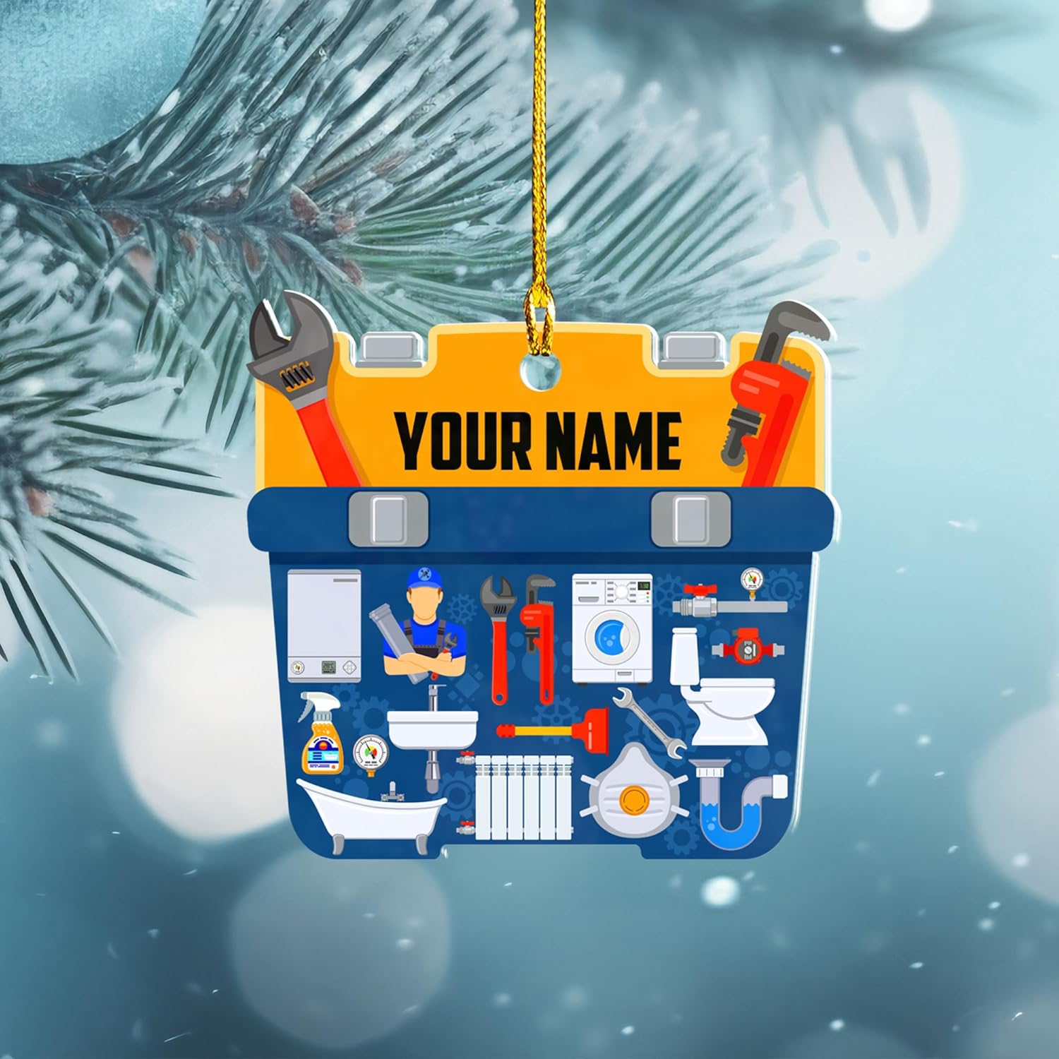 AOVL Plumber Ornament 2024 Plumber Christmas Ornaments Handyman Ornament Toolbox Christmas Ornament Tool Ornaments for Plumbers 2024 Handyman Ornaments Gifts (PL8)