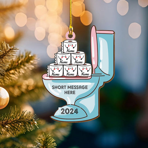 Personalized Toilet Paper Ornament, 2024 Christmas Ornament Toilet Paper, Funny Toilet Paper Roll Ornament, Hanging Glass Toilet Ornaments for Christmas Tree, Gifts for Christmas (Style 6)