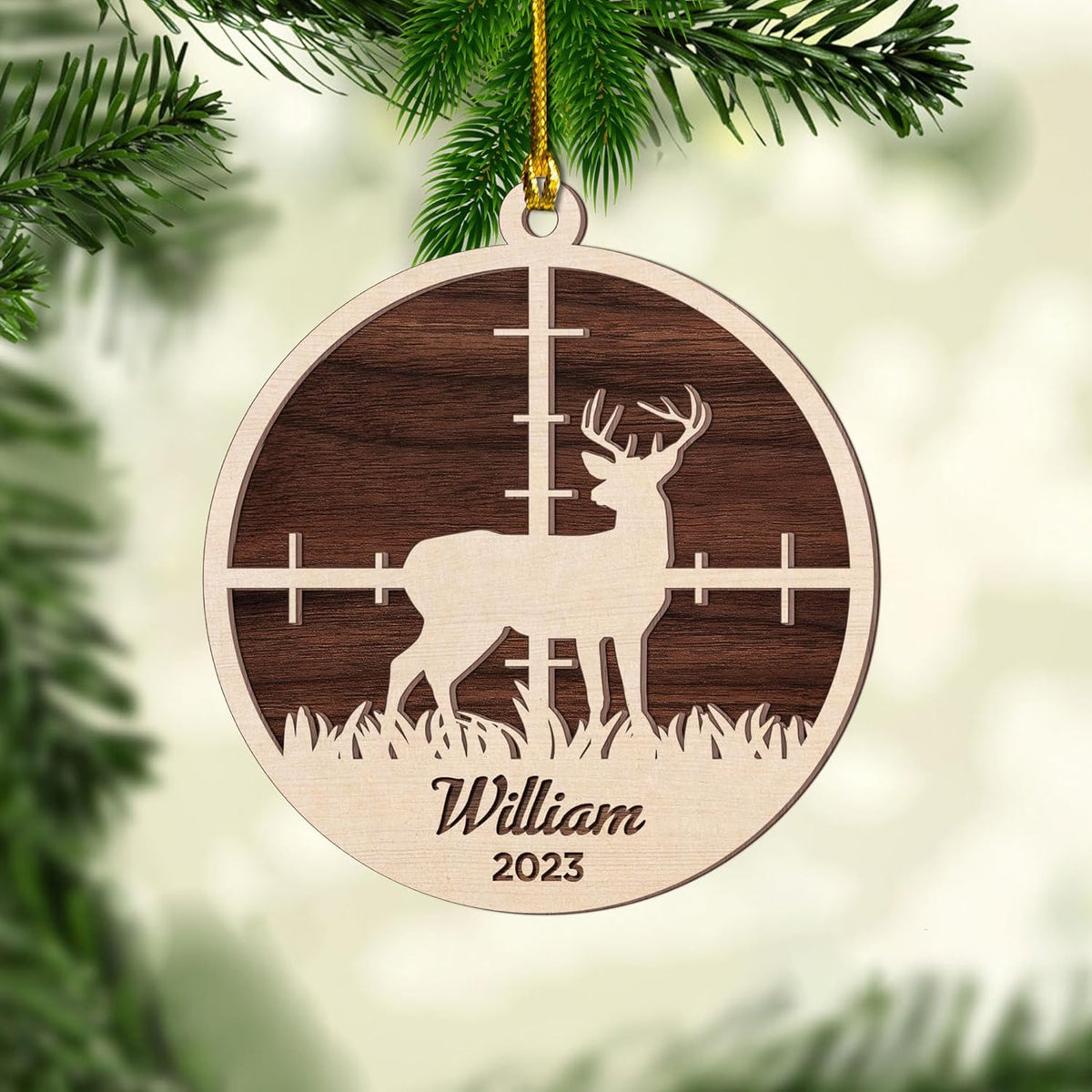 Suseaz Custom Hunting Acrylic Ornament, Personalized Hunting Christmas Ornament 2023, Custom Hunting Ornament 2023, Hunting Tree Decor, Gifts for Hunting Lovers Hunter Gift (HT7)