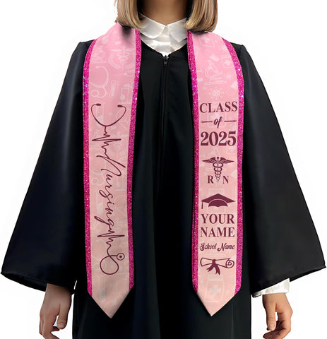 Pretyprints Custom Nurse Sash Graduation, RN Graduation Stole Gifts for Friends Nursing Student Senior Class Of 2025