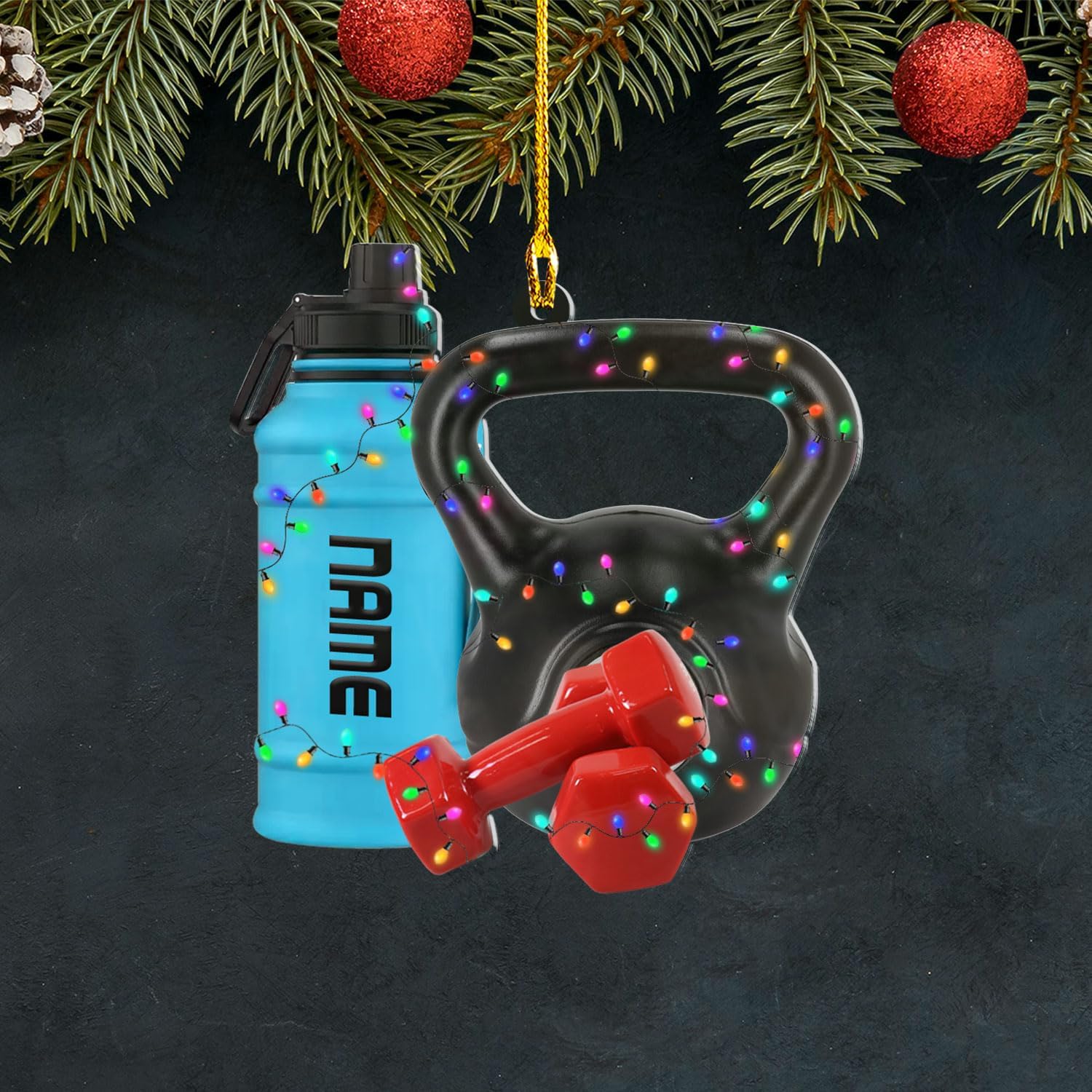 AOVL Personalized Weight Plate Ornament Weight Ornament Fitness Gift for Gym Ornament Merry Liftmas Christmas Hanging Ornaments Weight Plates Ceramic Ornament (DF5)