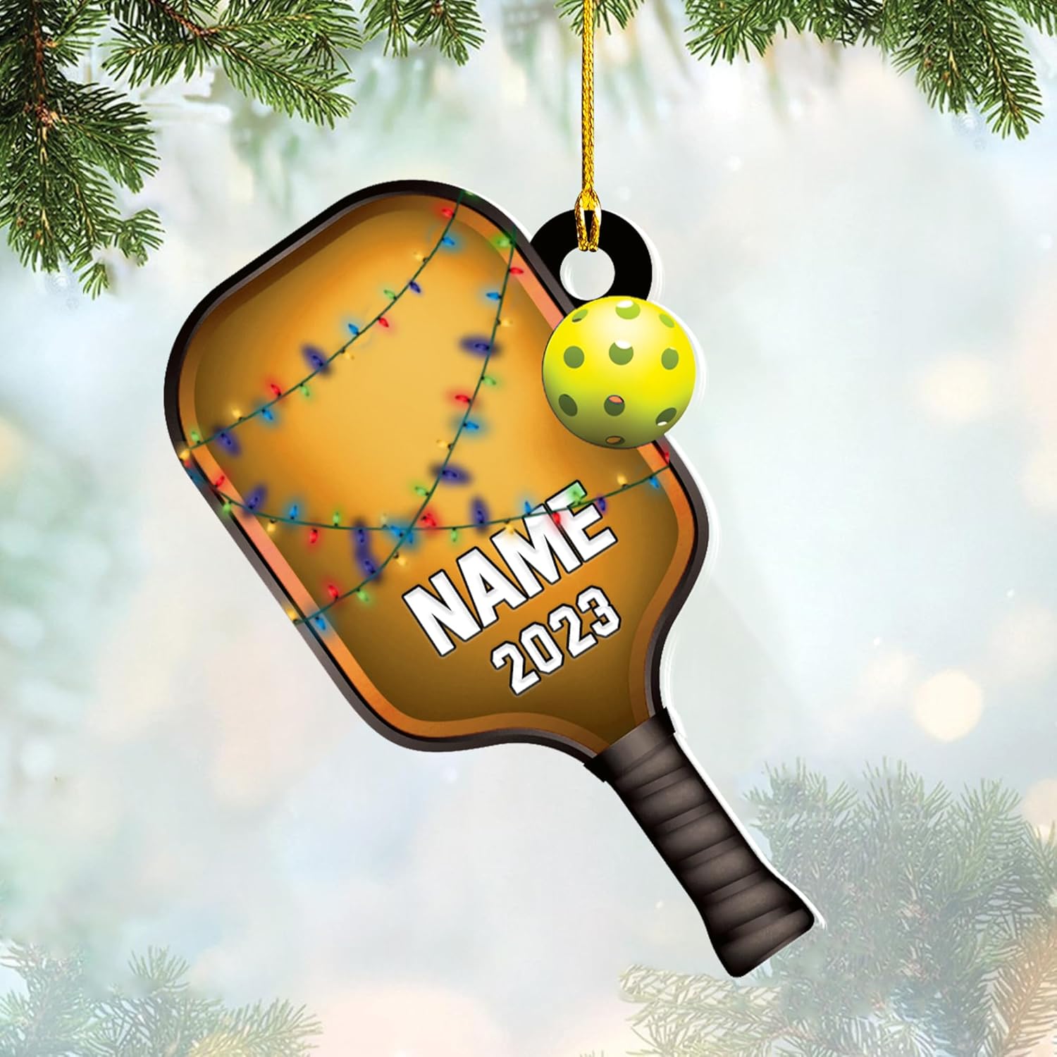 mostprints Personalized Pickleball Ornament 2023, Pickleball Paddles, Pickle Baller Sport Gifts Pickleball Ornament Christmas Tree Pickleball Decorations for Pickleball Lovers (PB3)