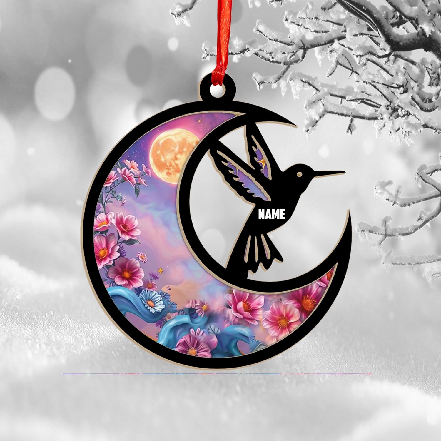 MAPrints Personalized Hummingbird Ornaments for Christmas Tree 2024, Hummingbird Christmas 2024 Ornament, Bird Suncatcher Wood Acrylic Ornament, Gifts for Bird Lovers (NBird 4)