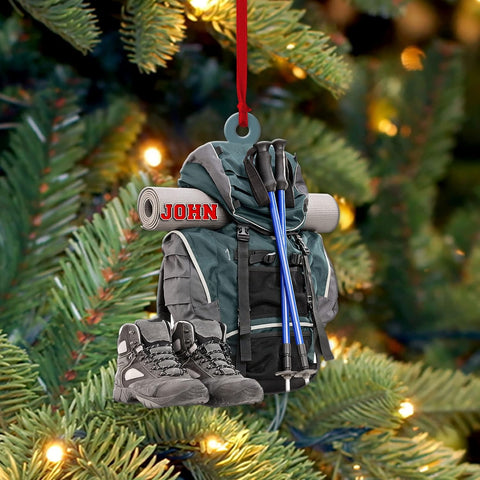 Artparel Personalized Hiking Bag Ornaments Hiking Bag Christmas Ornament Hiking Lover Christmas Camping Christmas Camping Gift Camping Hiking Camping Flat Ornaments