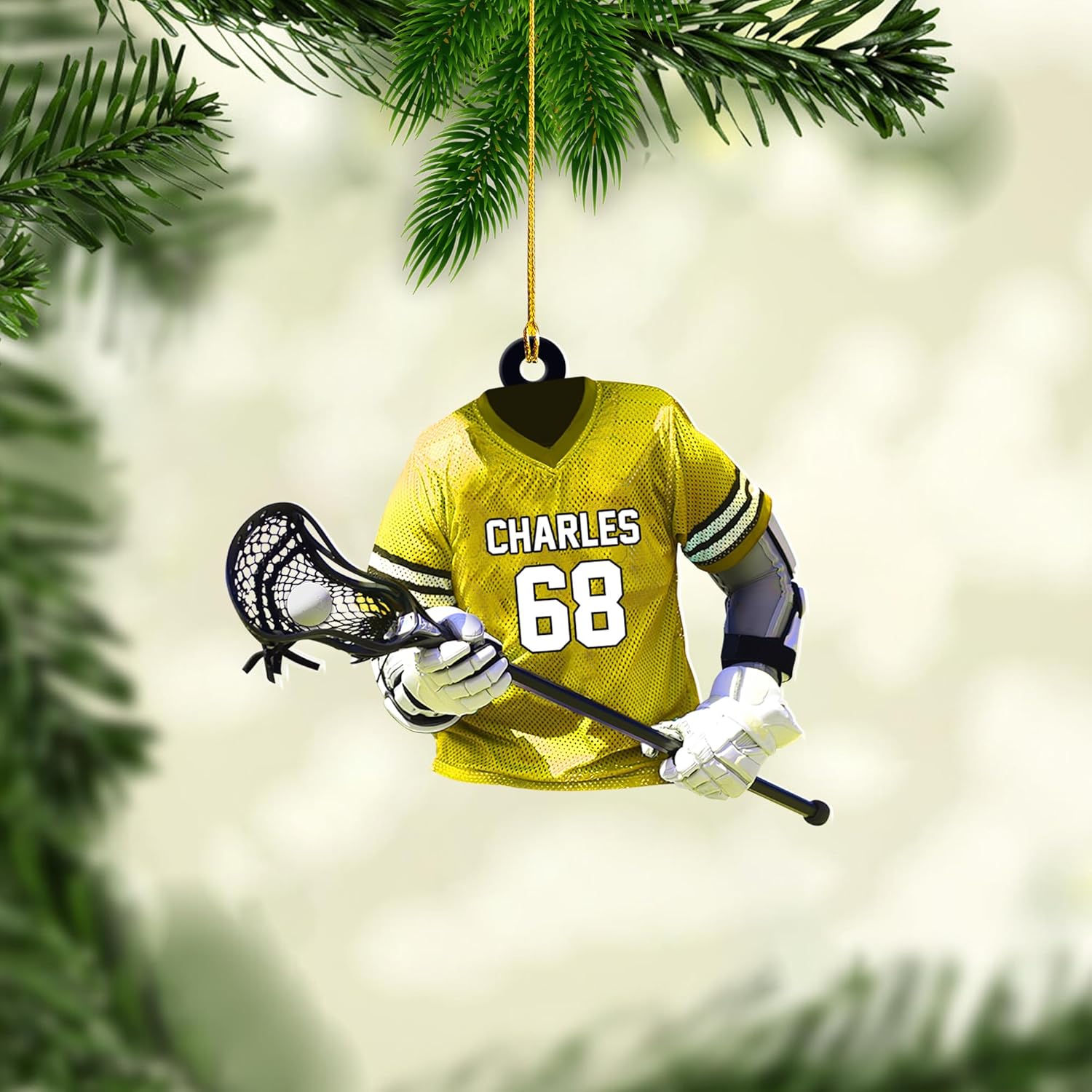 Artparel Custom Lacrosse Uniform Ornaments 2024 Lacrosse Gloves and Stick Acrylic Ornament Lacrosse Player Ornament Gifts for Lacrosse Lovers Lacrosse Sport Gifts (LC17)