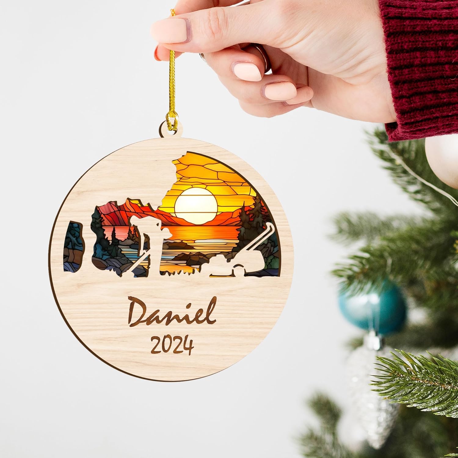 Personalized Lawn Mowers Christmas Ornaments 2024, Push Mower Ornament, Lawnmower Acrylic Wood 2D Flat Ornaments, Riding Lawn Mower Christmas Tree Decorations, Large Lawn Ornaments for Xmas (GLM 7)