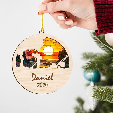 Personalized Lawn Mowers Christmas Ornaments 2024, Push Mower Ornament, Lawnmower Acrylic Wood 2D Flat Ornaments, Riding Lawn Mower Christmas Tree Decorations, Large Lawn Ornaments for Xmas (GLM 7)