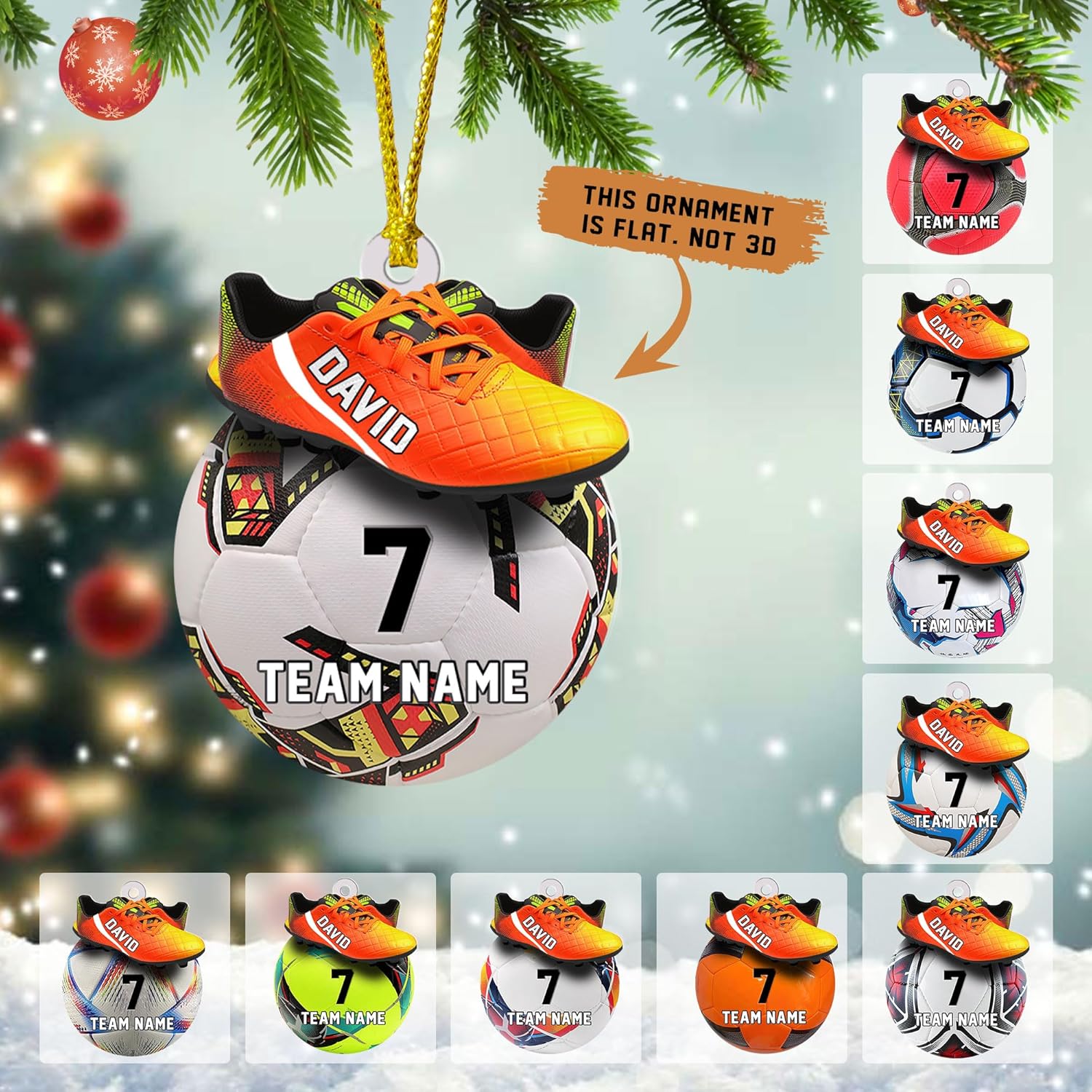 Paniprints Personalized Soccer Ornament 2024, Soccer Christmas Ornament, Ornament Great Gift Idea for Soccer Players and Soccer Lovers Custom Name Number Team Name for Xmas (Style 5)