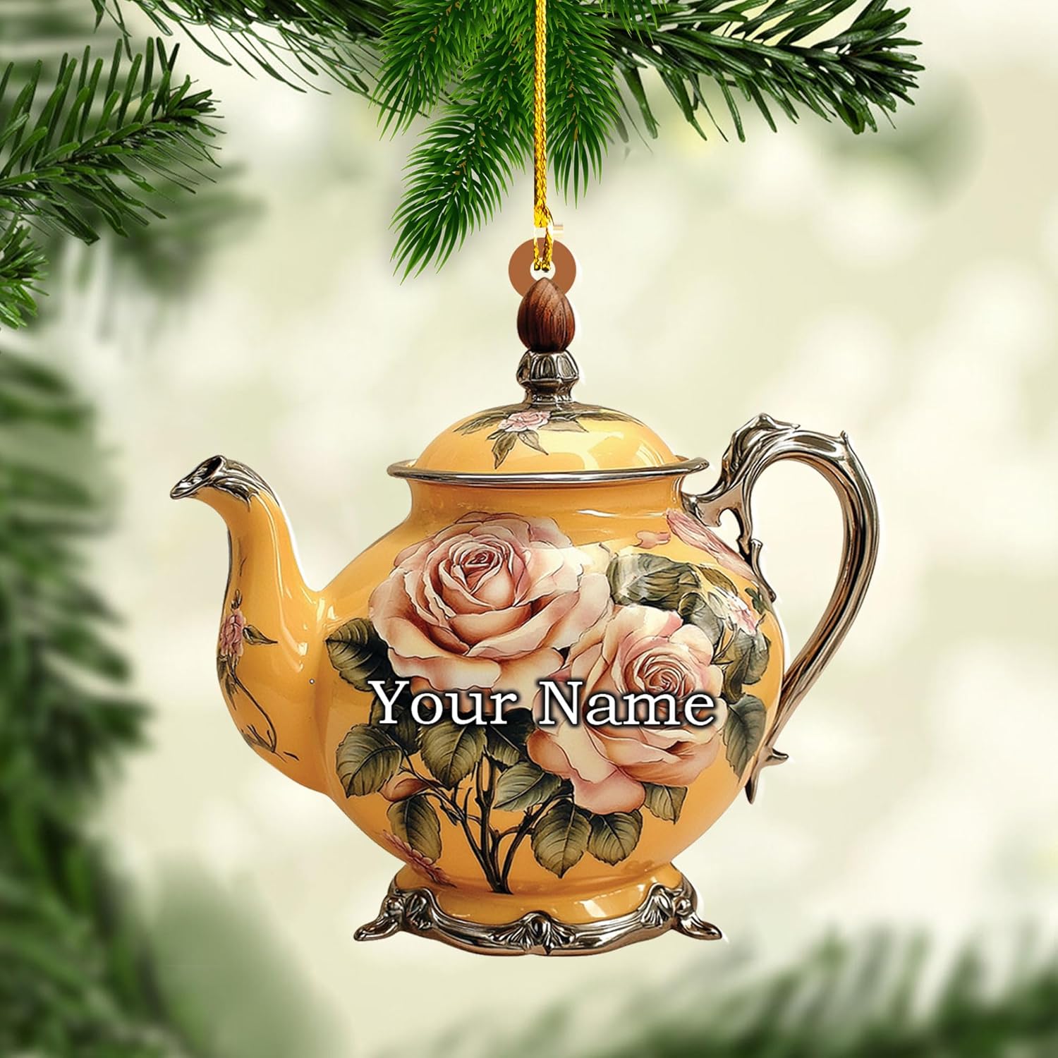 Personalized Cookware Silver Kettlea Ornament, Kitchen Aid Teapot Kettle Kitchen Stove Glass Xmas Decor, Cooking Tea Kettle Ornament (Acrylic, Style 4)