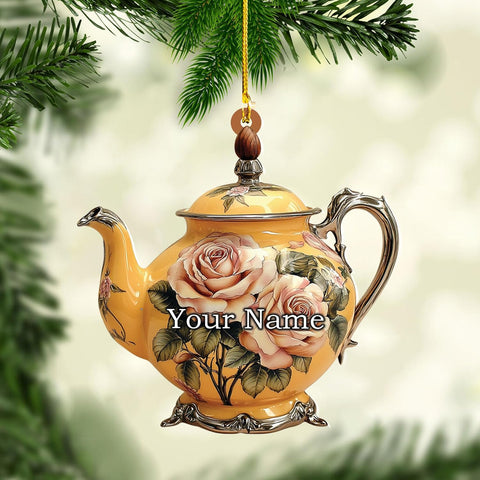 Personalized Cookware Silver Kettlea Ornament, Kitchen Aid Teapot Kettle Kitchen Stove Glass Xmas Decor, Cooking Tea Kettle Ornament (Acrylic, Style 4)