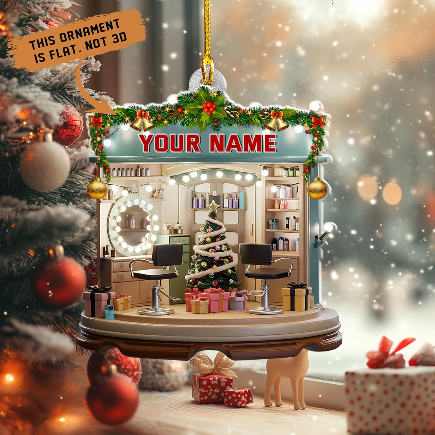 Mostefy Personalized Barber Ornaments for Christmas Tree 2024, Hair Dresser Christmas Ornaments, Hair Stylist Ornaments, Hair Salon Christmas Tree Ornaments Xmas Decor (Barber17)