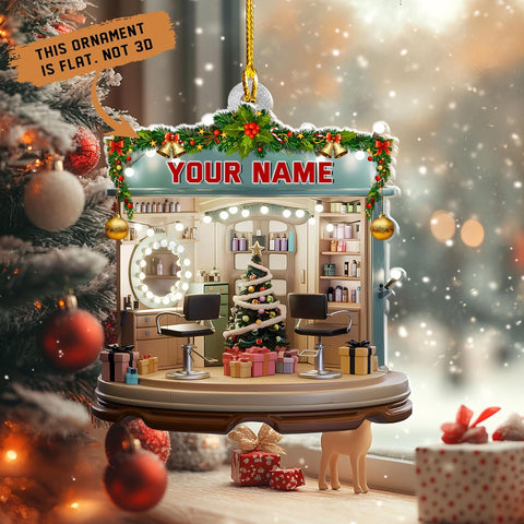 Mostefy Personalized Barber Ornaments for Christmas Tree 2024, Hair Dresser Christmas Ornaments, Hair Stylist Ornaments, Hair Salon Christmas Tree Ornaments Xmas Decor (Barber17)