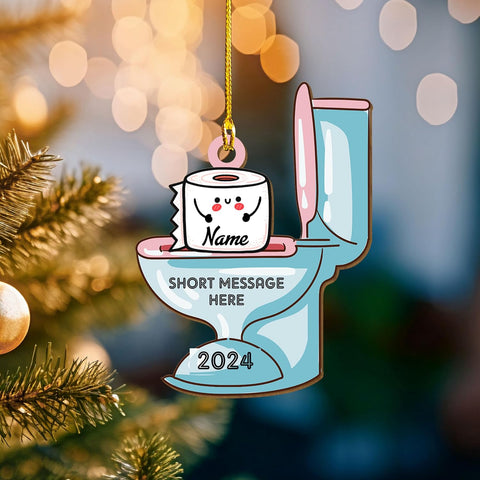 Personalized Toilet Paper Ornament, 2024 Christmas Ornament Toilet Paper, Funny Toilet Paper Roll Ornament, Hanging Glass Toilet Ornaments for Christmas Tree, Gifts for Christmas (Style 1)