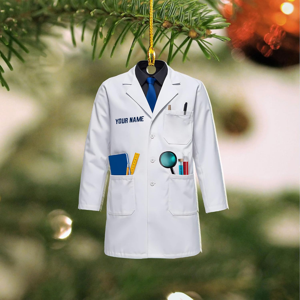 Pretyprints Personalized Chemistry Glass Shape Flat Ornament, Biological Science Christmas Ornament, Chemistry Ornament Scientist Ornament for Chemistry Lover (Style 24)