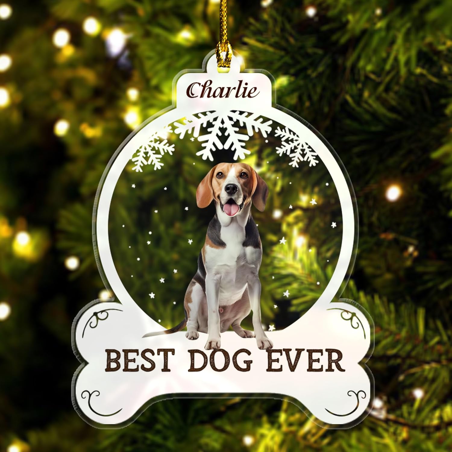 MAPrints Personalized Dog Ornament, Upload Image, Custom Photo Dog Ceramic Memorial Ornament, Dog First Christmas Ornament 2024, Pet Ornaments, Dog Memorial Gifts for Loss of Dog (Dog 5)