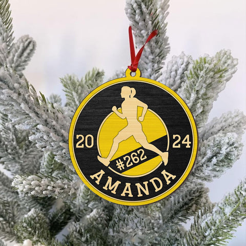 Artparel Custom Runner Ornament 2024 Track and Field Ornament Custom Marathon Ornament Running Christmas Ornament Gift for Runner Running Man Running Lovers Running Ornaments for Xmas (RN16)