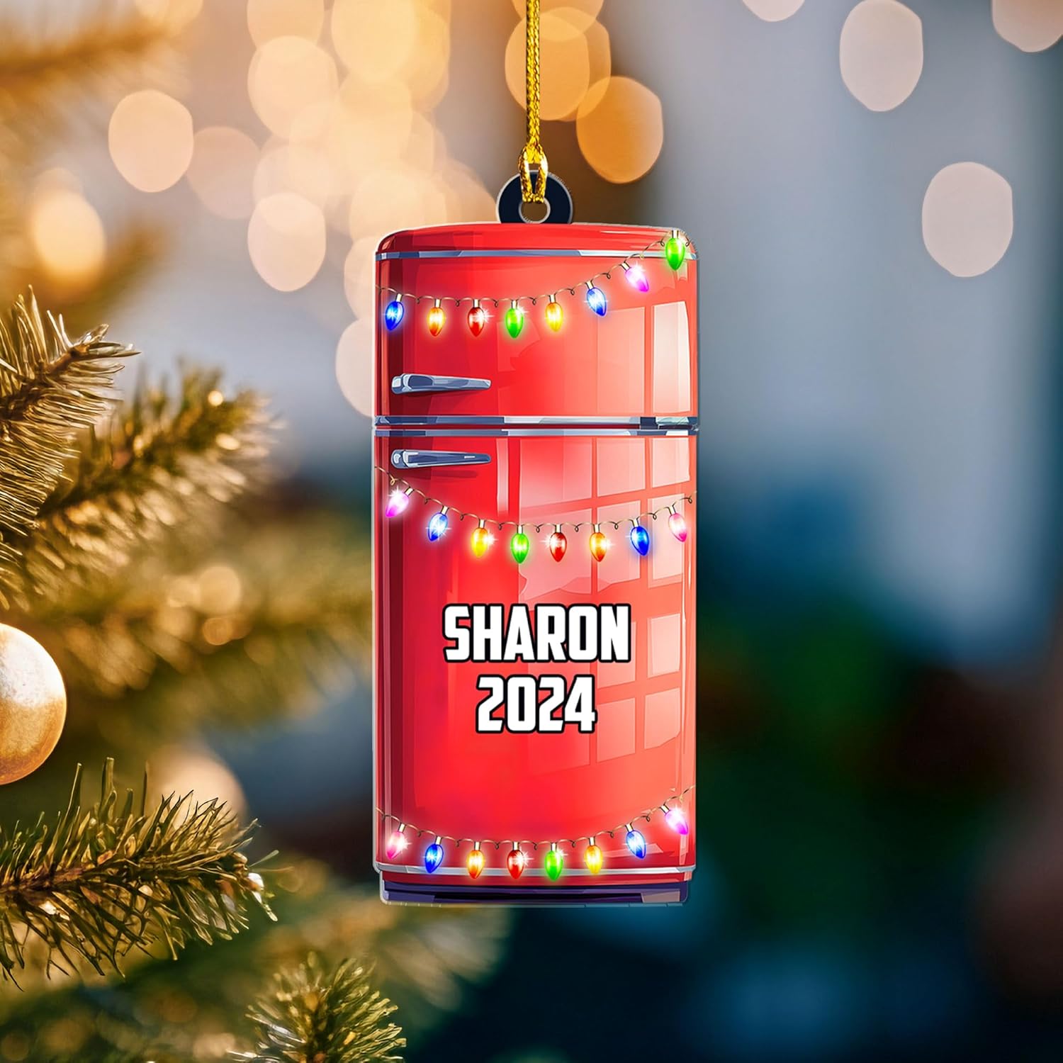 Personalized Refrigerator Ornament, Refrigerator Xmas Light Hanging Ornament, Refrigerator Lovers Ornament, Refrigerator Ornament (Acrylic, Style 7)
