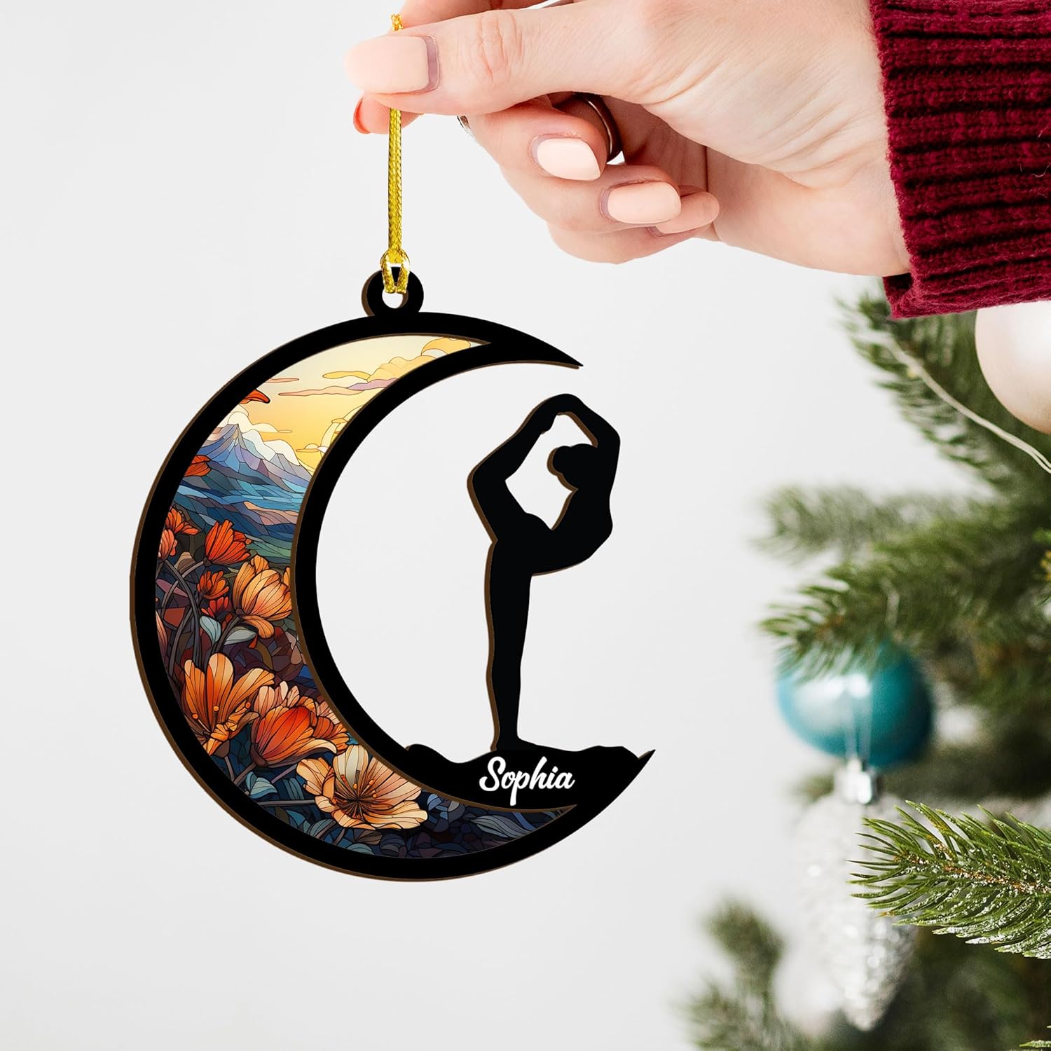 MAPrints Personalized Yoga Ornaments for Christmas Tree 2024, Yoga Suncatcher Wood Ornament, Yoga Player Lovers Gift, Custom Yoga Pose Brunette Girl Ornament, Meditation Ornament (Yoga 3)