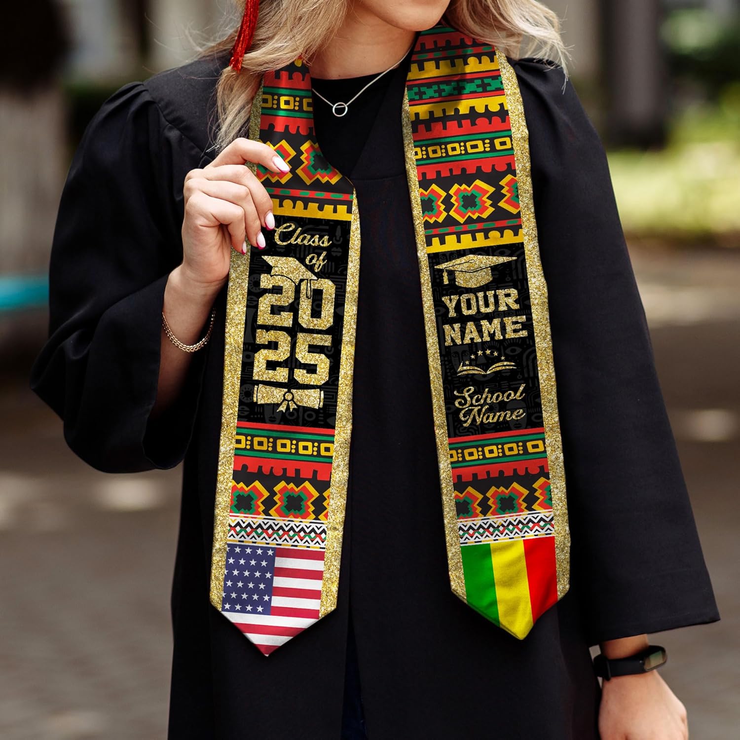 African American Graduation Sash, Graduation Stole Customize, African Graduation Sash, Graduation Stole Class of 2025