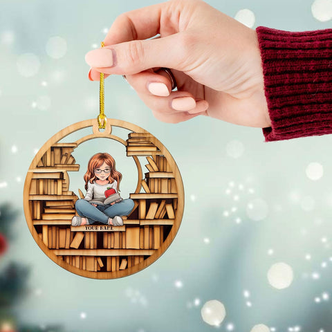 MAPrints Personalized Book Lovers Heart Ornament, Reading Book Xmas Printed Wood Ornament 2024, Bookshelf Ornament Gift for Her Librarian 2D Flat Printed Wood Book Lovers Ornament (Book 8)
