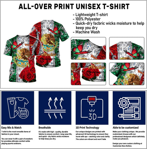 Mostprints Personalized Mexico Shirts for Women, Custom Name Mexican Shirts for Women, Mexico Shirt Flag Women Full Size New