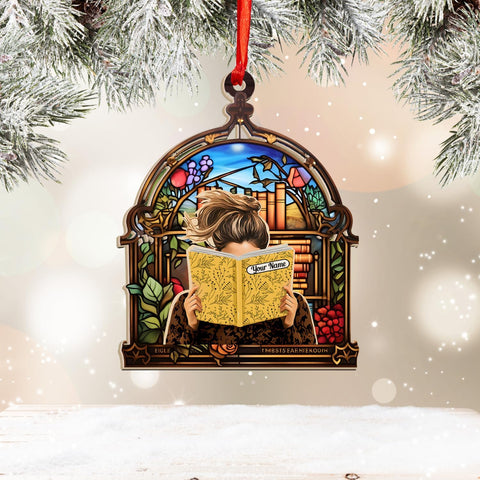 MAPrints Personalized Book Lovers Heart Ornament, Reading Book Xmas Suncatcher Ornament 2024, Bookshelf Ornament Gift for Her Librarian 2D Flat Printed Wood Book Lovers Ornament (Book 6)