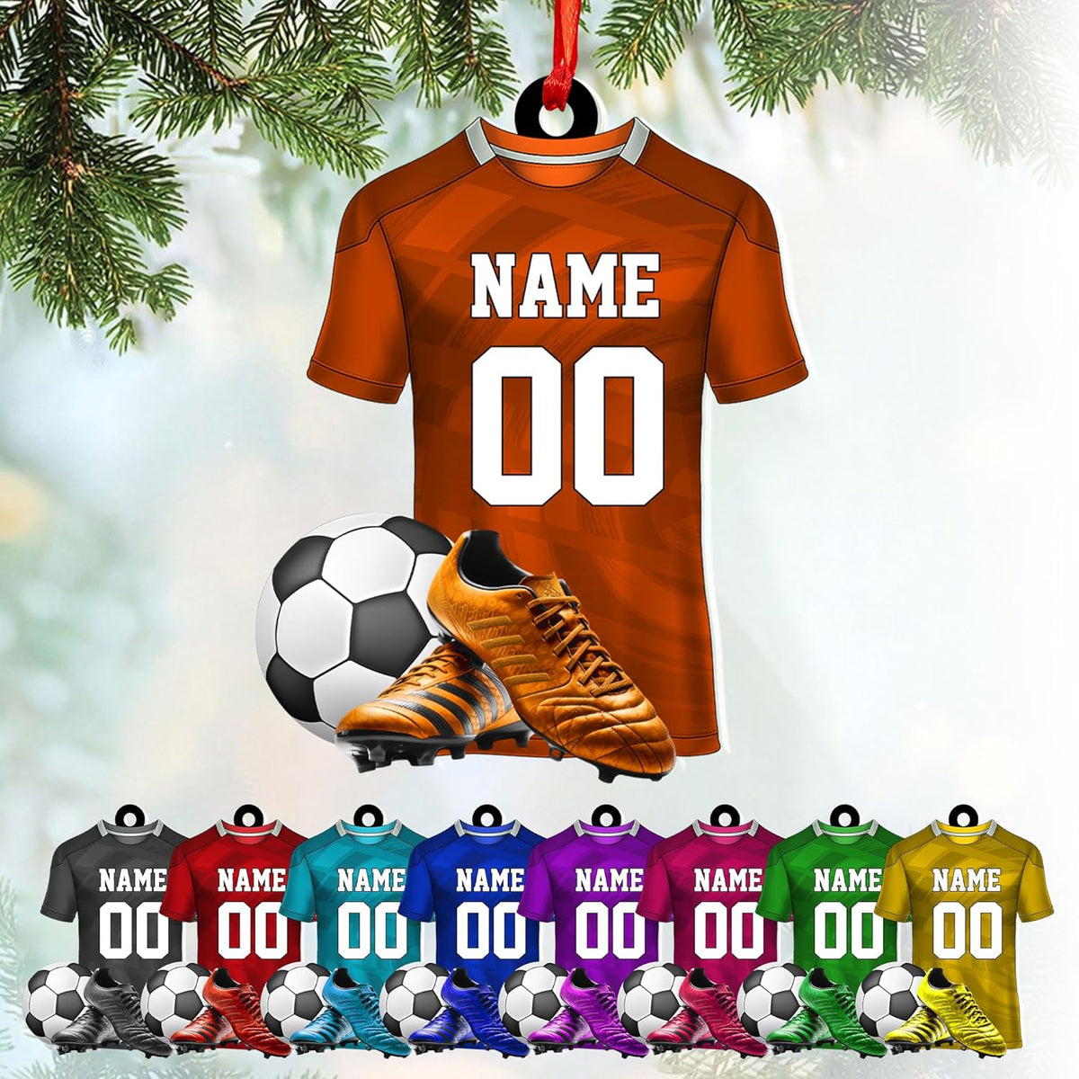 mostprints Personalized Soccer Christmas Ornament, Soccer Ornament for Boys, Soccer Team Ornaments, Gifts for The Soccer Player, Soccer Player Ornament, Soccer Gift Tree Hanging (SC6)