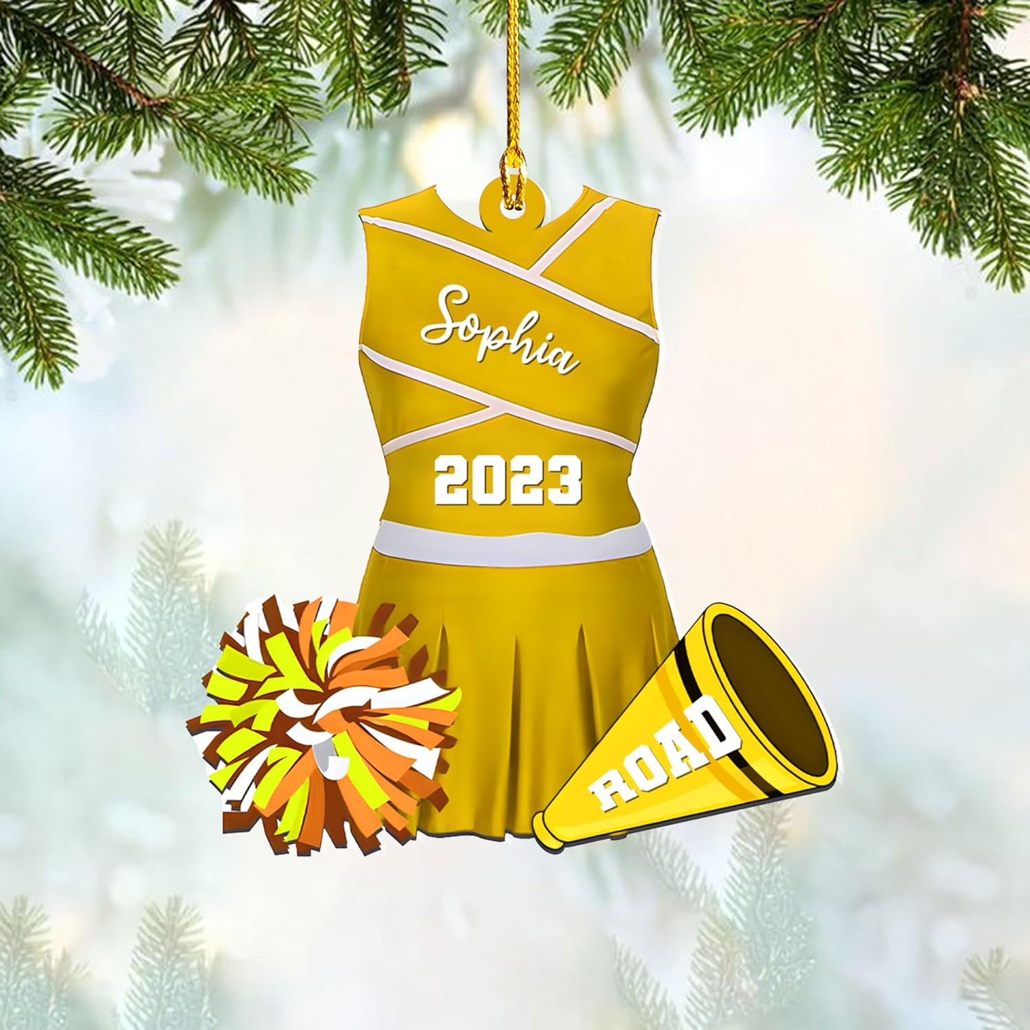 RoyalBro Personalized Cheerleader Christmas Ornament 2023, Cheer Girl Dancer with Pompom, Cheerleading Lovers Ornaments Cheerleading Ornament Gift Cheer Cheerleader Ornaments Xmas (C4)