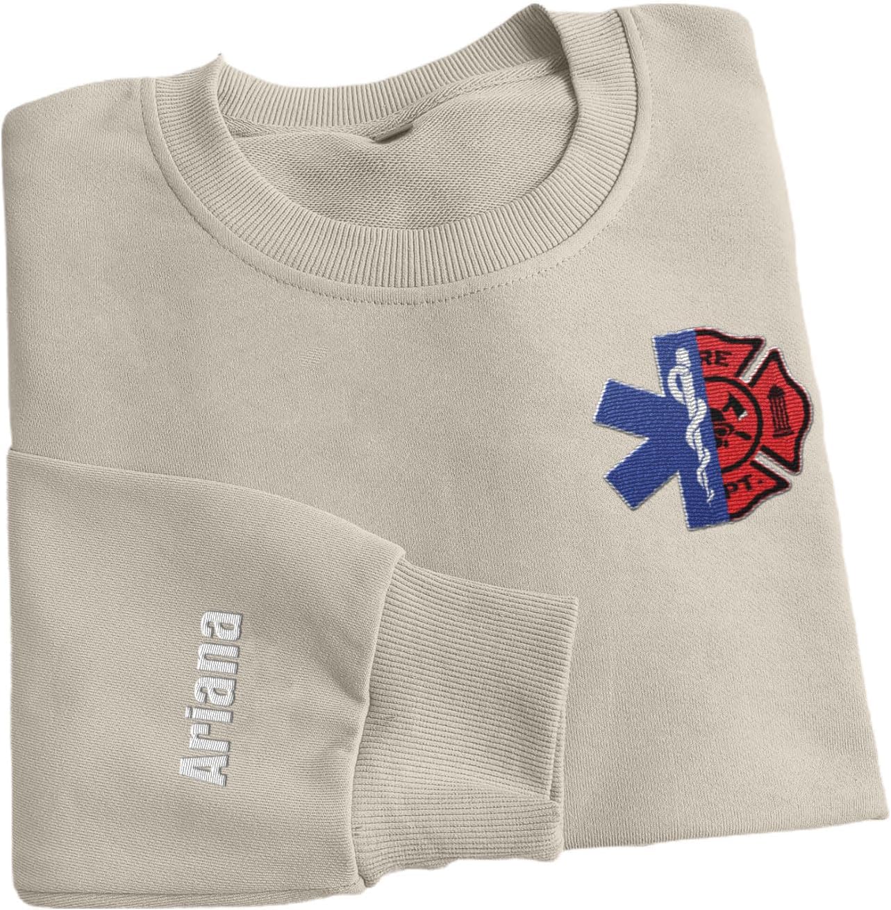 Personalized EMT EMS Paramedic Thin White Line Embroidered Sweatshirt, EMT Student, EMT Future, Medical Worker (Cotton, SS134), Small-5X-Large