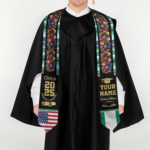 Pretyprints Custom Nigerian Graduation Sash, Nigeria Graduation Stole Customize, Nigerian American Flag Graduation Sash 2025