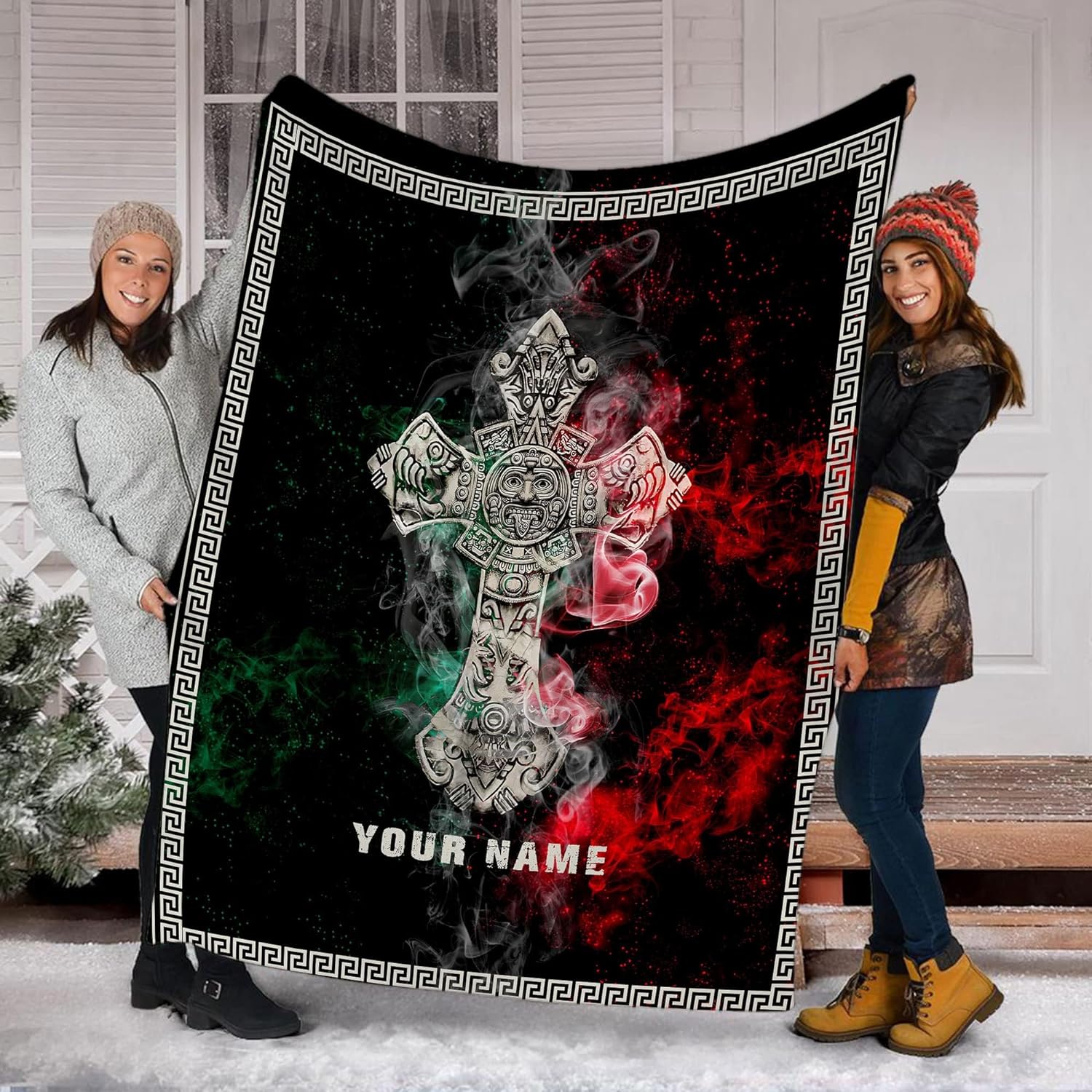 Personalized Name Mexico Blanket for Men and Women, Customized Mexico Blankets, Mexico Flag Mexican Flag Blanket Funny Gift Fuzzy Plush Soft Micro Fleece Sherpa Blanket Bed Throw (BLMX10)