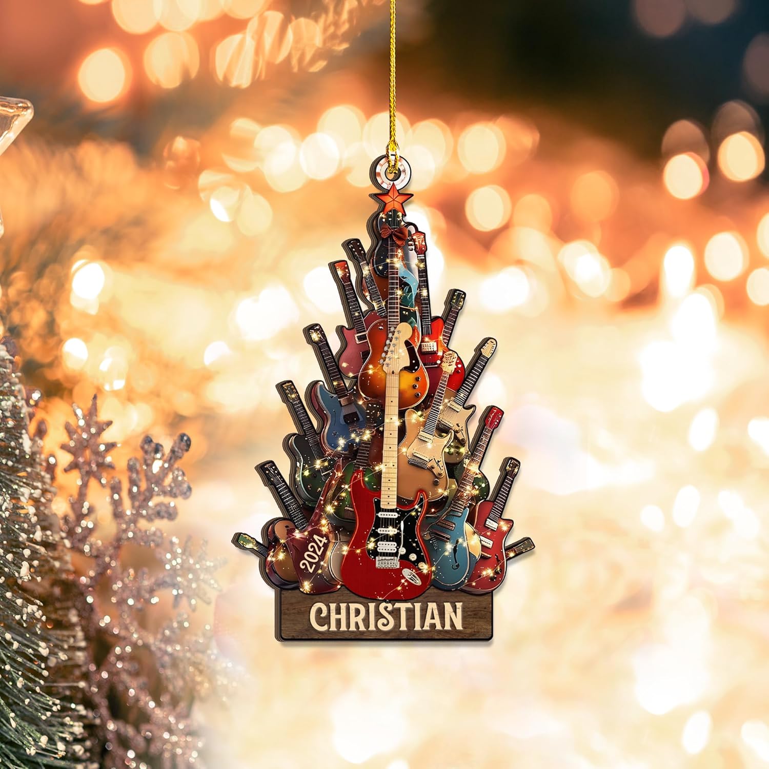 Personalized Guitar Ornament, Electric Guitar Ornament, Guitar Christmas Ornaments 2024, Acoustic Guitar Christmas Ornament, Guitar Christmas Ornaments Guitarist Gift Musical Instruments Xmas (G22)