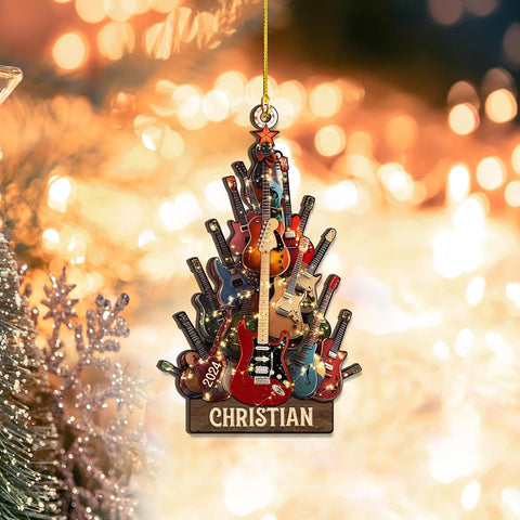 Personalized Guitar Ornament, Electric Guitar Ornament, Guitar Christmas Ornaments 2024, Acoustic Guitar Christmas Ornament, Guitar Christmas Ornaments Guitarist Gift Musical Instruments Xmas (G22)