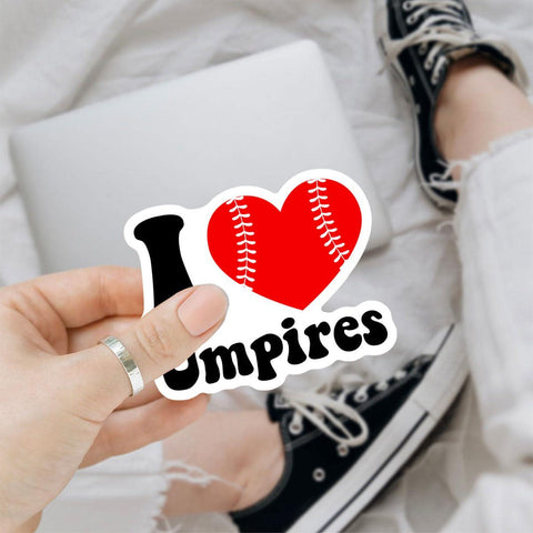3pcs I Love Umpires Stickers, Waterproof Vinyl Stickers for Laptop Kindle Car Tumbler Mug Phone Notebook