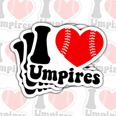 3pcs I Love Umpires Stickers, Waterproof Vinyl Stickers for Laptop Kindle Car Tumbler Mug Phone Notebook