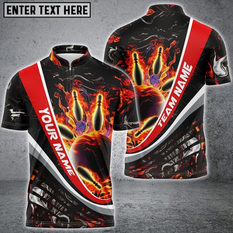 Mostprints Flaming Magma Bowling And Pins Multicolor Option Customized Name 3D Shirt