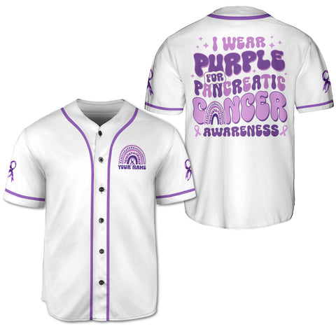 Custom Name Pancreatic Cancer Awareness Jersey, I wear purple Pancreatic Cancer Support Jersey