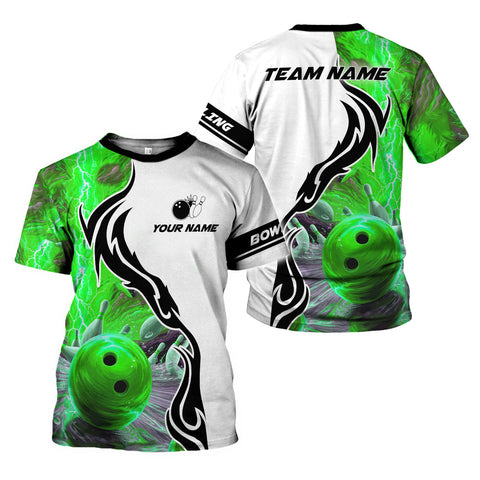Custom Name Team Name Bowling 3D Shirt, Bowling Shirts for Men Women, Short Sleeve Shirts for Team Bowling