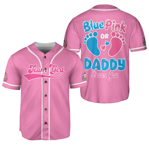 Baby Gender Reveal Baseball Jerseys, Team Girl Team boy Shirts for New Mom Dad, Unisex Baseball Jersey