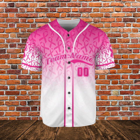 Customized Name Number Team Name Breast Cancer Baseball Jersey, Breast Cancer Survivor Pride unisex shirt for women men