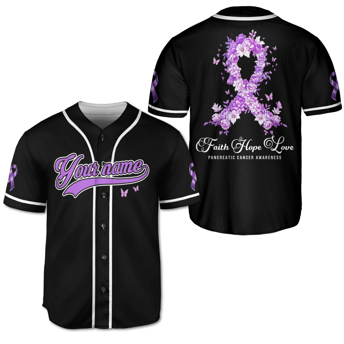 Personalized Name Pancreatic Cancer Awareness Jersey, Faith Hope Love Pancreatic Cancer Support Jersey