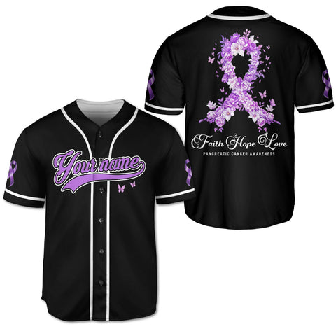 Personalized Name Pancreatic Cancer Awareness Jersey, Faith Hope Love Pancreatic Cancer Support Jersey
