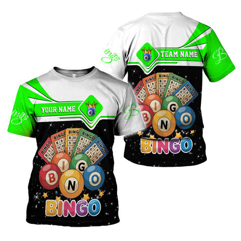 Personalized Team Name and Name colorful BINGO 3D Shirt, Custom Bingo game Shirts for Team, Men Women unisex T shirt