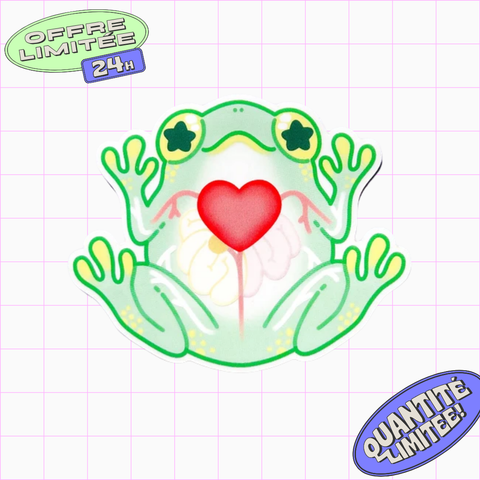 Glass Frog Sticker Transparent Clear Cute Frog Design Nature Biology Sticker for Laptop, Water Bottle