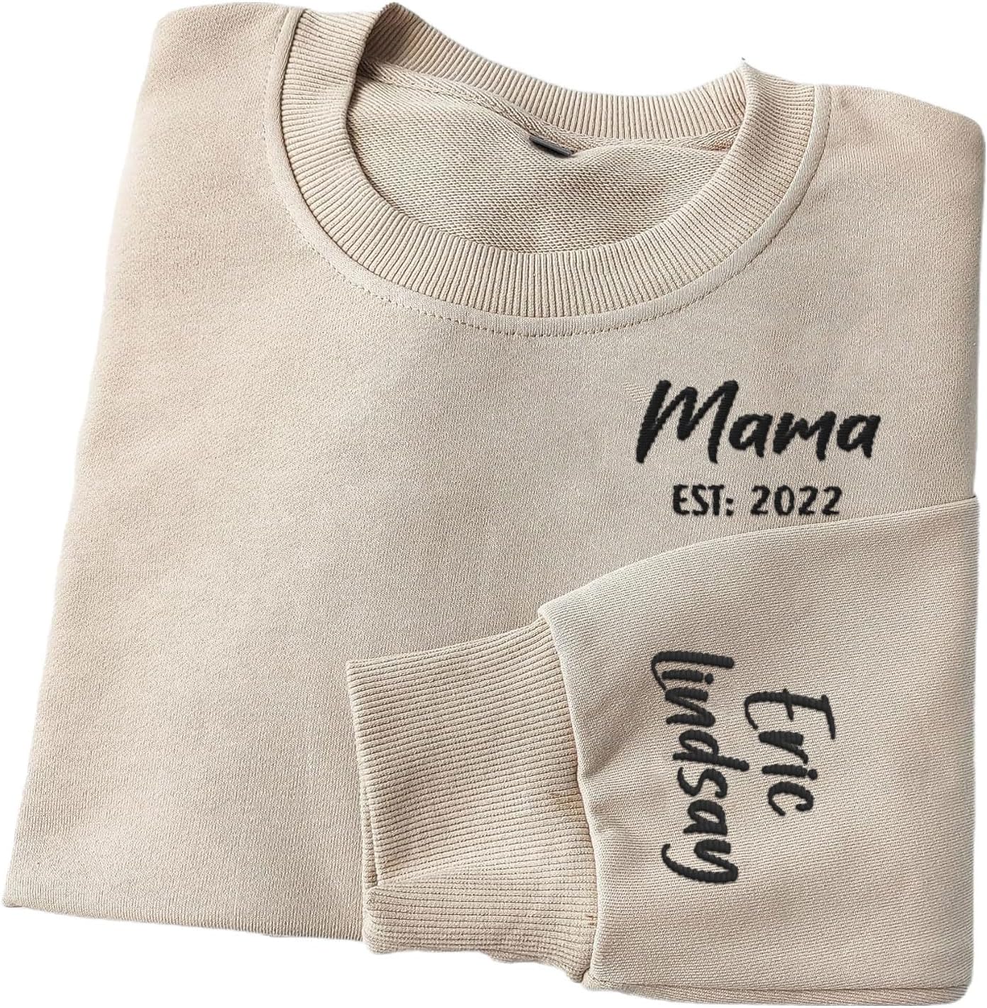 Custom Mama Crewneck Sweatshirt Personalized Mom Est 2024 Sweater with Kids Names Customized Gifts for Mothers Day (Cotton, SS28)