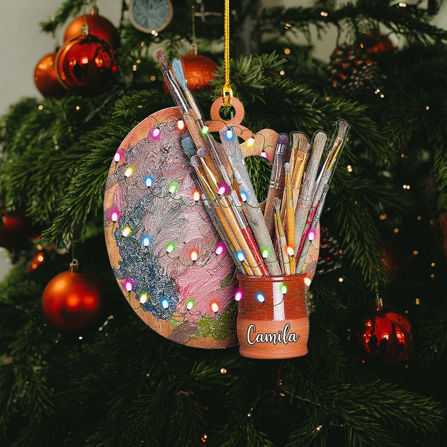 AOVL Personalized Painting Ornament, Artist Christmas Ornament, Drawing Ornament Gift, Painter Christmas Ornament, Painting Artist Ornament, Painting Tool Ornament Painter (Painting 17)