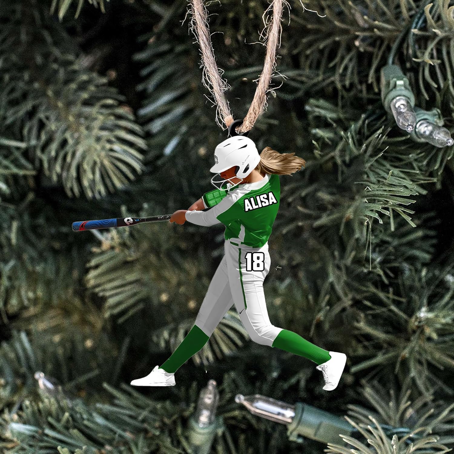 Artparel Personalized Softball Ornament Christmas Tree Decoration Custom Softball Christmas Ornament 2D Shape Flat Softball Lover Gifts Beginner Softball Players Ornament Gift (Softball 9)