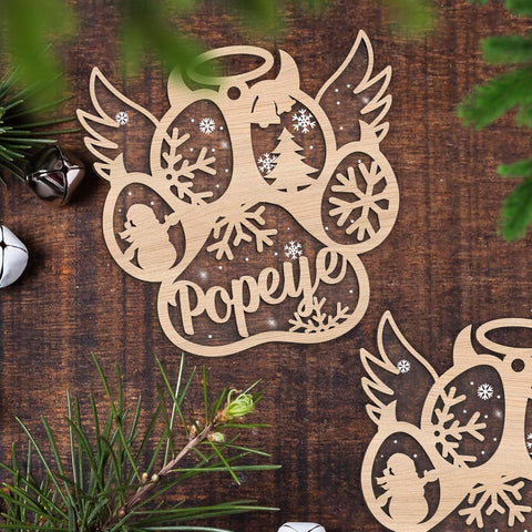 Royal Fight Personalized Dog Cat Paw Ornament Christmas Customized Memorial Dog Ornament for Christmas Tree Dogs Cat Pet Name Ornaments Dog Cat Ornaments (Dog 1)